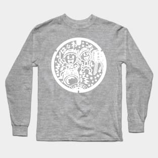 Hanawa drain cover - Japan - white design, front print Long Sleeve T-Shirt